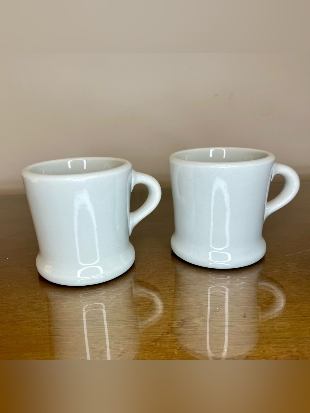 Hall China White Heavy Restaurant Mugs Set of 2 USA Vintage Diner Coffee Cups